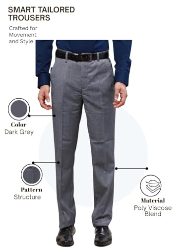 Image of Raymond Slim Fit Poly Viscose Blend Structure Pattern Flat Front Formal Trouser