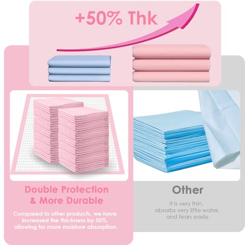 Pet Toilet Training Pads 100 Count Disposable Puppy Pee Pads for Dogs, Ultra Absorbent|Quick Dry|Leak-Proof Pet Potty Pads for Dog, Cat, Rabbits and Guinea Pigs (Pink, 13" x 18"-100 Count) by Zdolmy - Image 6