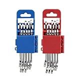 JUSTHESE Mini Wrench Set, 20-Piece Small Combination Wrench Set, Ignition Wrench, Micro & Lightweight, SAE & Metric Size, 5/32'-7/16' & 4mm-11mm, with Unique Wrench Organizer (Red & Blue)