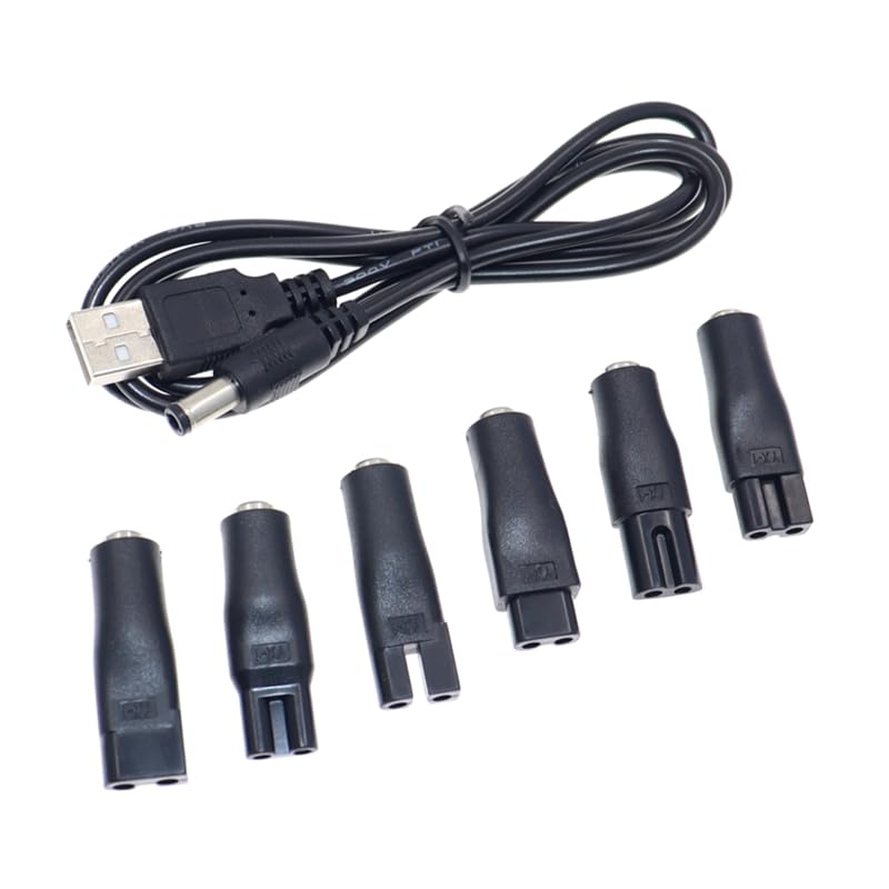 Cabo USB Shinekoo para aparador de pelos com conector DC 5,5 x 2,1 mm e 6 plugues