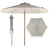 【Apparence Attrayante】 Disponibles en rayures bleu et blanc ou en brun et gris, ce parasol de jardin est orné de délicats franges en coton élégantes, rehaussant instantanément le style de jardin, plage ou pique-nique. Que ce soit pour des réunions familiales ou des rassemblements entre amis, ce parasol devient un élément décoratif extérieur incontournable qui attire tous les regards.