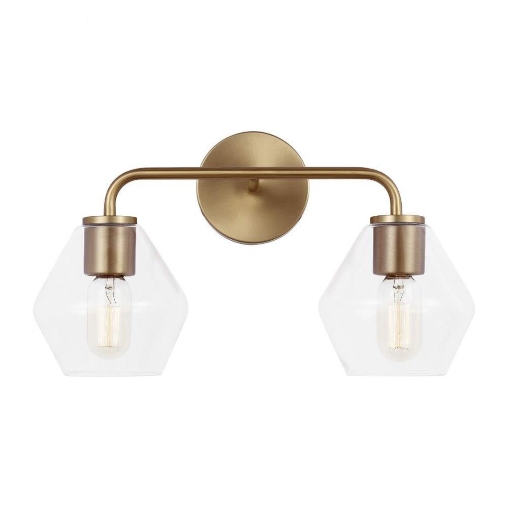 Sea Gull Lighting -Jett-2 Light Bath Vanity in Transitional Style-10.25 Inch Tall and 17 Inch Wide-Satin Brass Finish