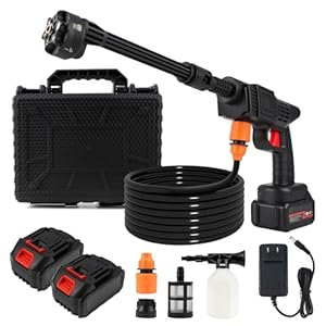 Cordless Pressure Washer with Batteries, 960PSI Portable Power Washer, 2-in-1 Nozzle, 5M Hose & Foam Cannon - High-Pressure Jet Wash for Car, Patio, Garden, Bike & Outdoor Cleaning
