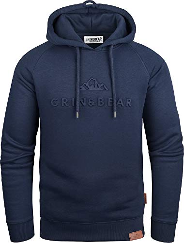 Grin&Bear Felpa con Cappuccio e Zip da Uomo GB540-NavyBlue-XXL