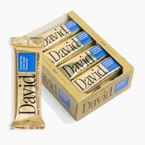 David Chocolate Chip Cookie Dough Flavored Bars | 28g Protein | 12 Pack