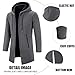 Men's Long Cardigan Hoodies Full-Zip Fleece Lined Sweaters Knit Regular Fit Casual Sweater Hooded Coat wiht PocketGrey-XXL