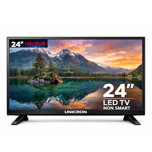 UNICRON 24 Inch HD LED TV Non-Smart | Slim Bezel | HDMI, USB, AV Ports | Wall Mountable | Energy Efficient | Ideal for Bedroom, Kitchen, or Office