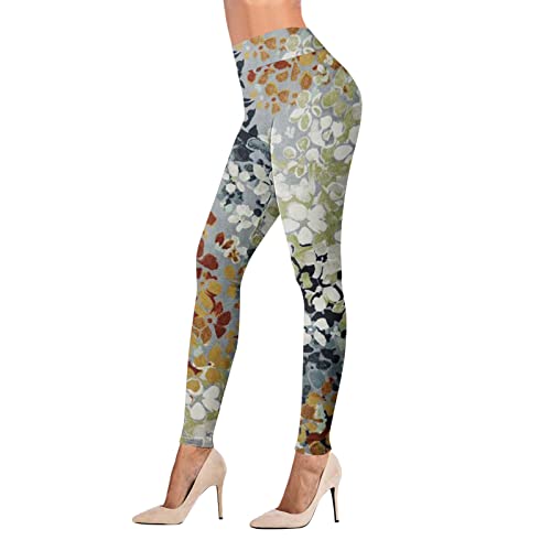 July 4 Womens Yoga Pant Set Leggings For Women Casual Flower Pattern High Waist Floral Printed Yoga Running Daily Wide Leg Pants For Women High Waist Plus Size Pants For Women 4X-5X Elastic Waist #TOP3