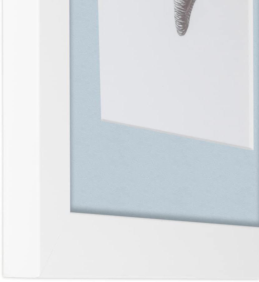 ArtToFrames 10x13 inch Satin White Frame Picture Frame with 2 Inch Single Baby Blue Mat, SingleMat-FRBW26074-10x13-860