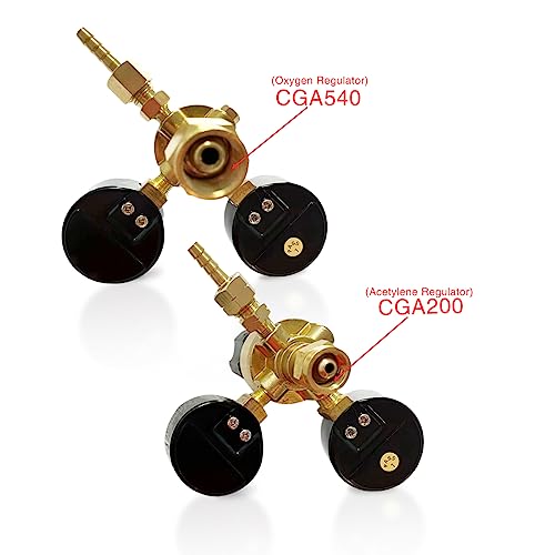 KOLENSA Dual Welding Gas Gauges, Oxygen (CGA-540) Acetylene (CGA-200) Regulators Combo (2 PCS), Full Brass Kit for Portable Tanks Compatible with Victor Torch Cutting by KOLENSA - Image 2