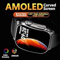 Smartwatch Damen Herren, 2.01" HD AMOLED Curved Smartwatch mit Bluetooth-Anrufe, Fitnessuhr mit Pulsmesser Schlafmonitor Schrittzähler, IP68 Wasserdicht, Lange Akkuleistung, Smart Uhr für iOS Android – Ansicht 2