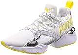 Griffige Gummi-Laufsohle Puma Damen Muse Maia TZ Metallic WN\'s Sneaker, Weiß White-Blazing Yellow, 39 EU
