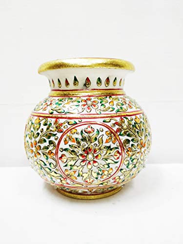 ARTS & CRAFTS NATURAL MARBLE LOTA SHAPE VASE in MUGHAL