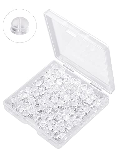 240Pcs Rubber Earring Backs, Hamburger Style Stoppers with Square Case