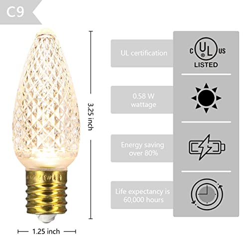 C9 Strawberry Led Bulb, C9 Led Replacement Christmas Bulb For Light String, E12 Candle Holder Base, Commercial-Grade Dimmable Holiday Bulb, Warm White, Pack Of 5 #TOP1