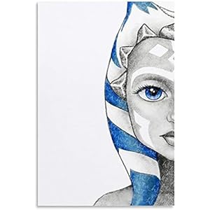 Muur Art Canvas Prints 24 “x36” geen frame Ahsoka Tano Gezicht Tekening Poster Decoratieve Woonkamer Slaapkamer Schilderen