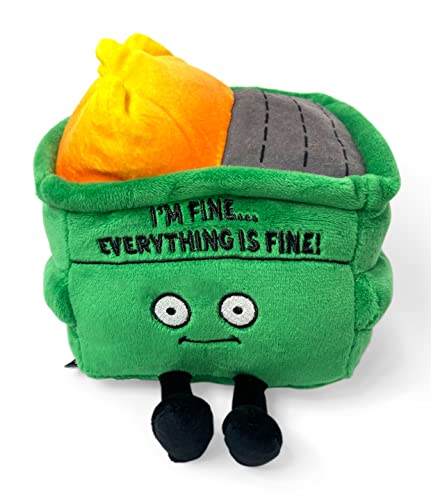 Punchkins Dumpster Fire Plushie - Im Fine Everything is Fine! Dumpster Fire Plush Emotional Support Plushie Funny Plush Toy for Gifting