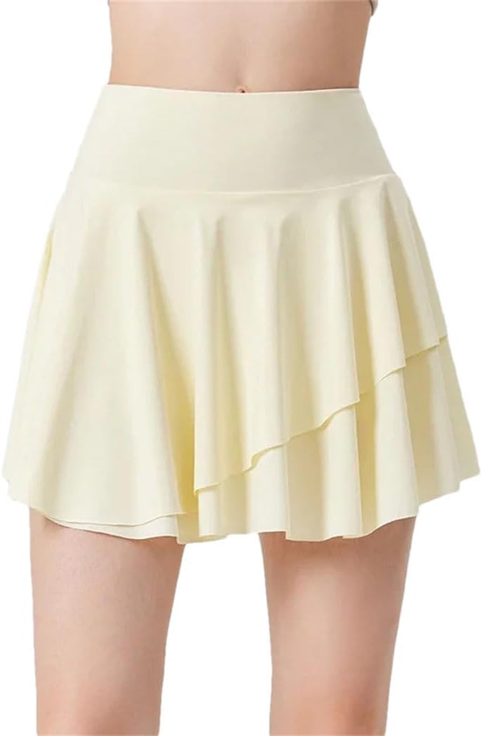 Womens Tennis Flare Skirt with Pockets High Waisted Layer Casual Bodycon Skirt Golf Sportswear