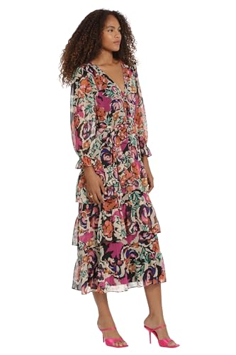 Image of Donna Morgan Women's Donna Morgan Women's Dresses V-Neck Tiered Skirt Maxi Day Dress Event Party Night Out Guest of