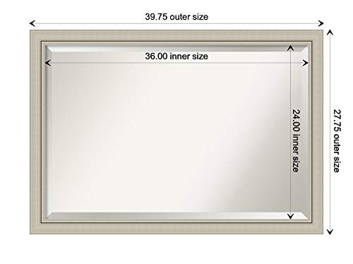 Framed Vanity Mirror | Bathroom Mirrors For Wall | Romano Silver Narrow Mirror Frame | Solid Wood Mirror | Large Mirror | 27.75 X 39.75" #TOP3