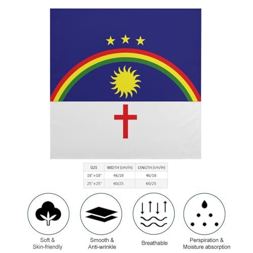 Calculay Flag of Pernambuco Head Scarf, Square Scarf, Hand Towel, Silk Scarf, Shawl, Headscarf, Scarf, Towel 18"x18"2