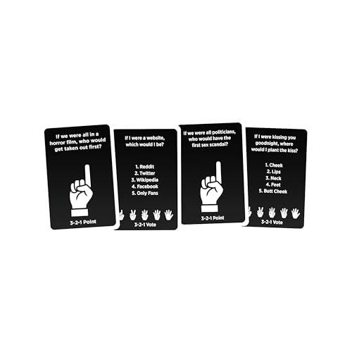 Mattel Games Wyobraź sobie Gra imprezowa dla dorosłych z szalonymi pytaniami i wskazywaniem palcem oraz kartami i kręciołkami, dla 3–8 graczy, HYB63