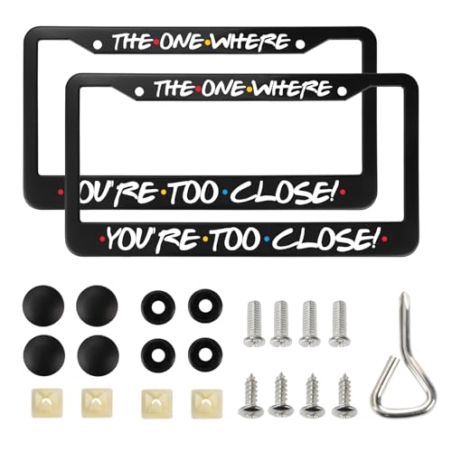 2Pack License Plate Frame,Funny Fans Lovers Merchandise Friendship Car Accessories,License Plate 12 x 6 Inch Aluminum Black License Plate