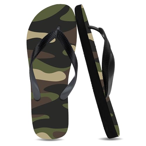Flip Flops for Men Camouflage Beach Rubber Shower Shoes Lightweight Anti - Slip Basic Thong Sandals Summer Yoga Mat Slippers Comfortable Pool Slides Camo Walking Footwear