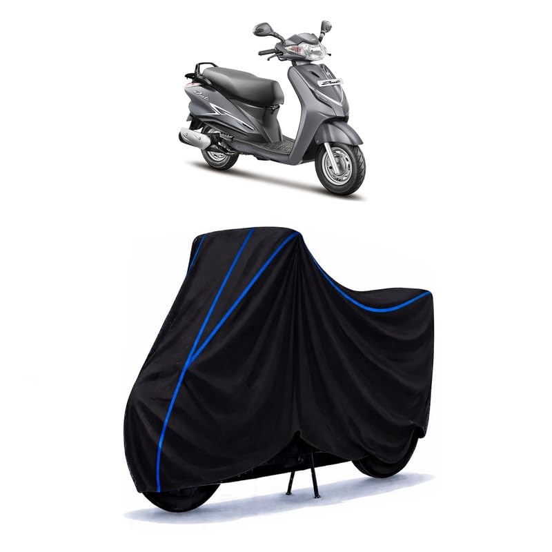 Image of Scooty Cover Water Resistant for Duet 125 | Universal Scooter & Bike Cover | Heavy Duty UV Dust, Rain & Scratch Protection | Elastic Fit All Weather Indoor Outdoor | Black with Blue Piping