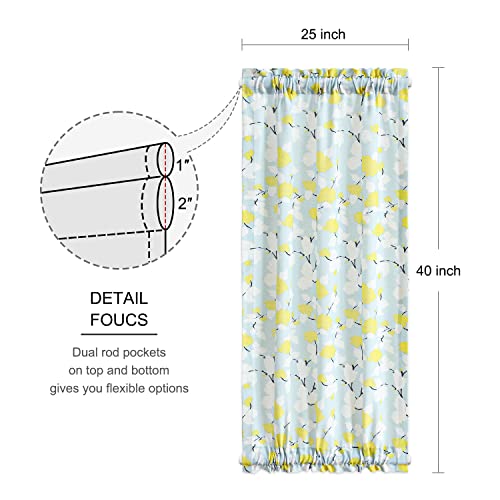 Vogol Flower Pattern Front Door Curtains, 1 Panel Light Filtering Privacy French Door Curtain, Rustic Style Rod Pocket Drapes For Patio Door, 25 X 40 Inches #TOP2
