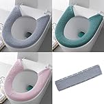 Gukasxi 3 pcs Soft Thicker Toilet Seat Warmer Cover, Button Style 3 Color, Bathroom Washable Reusable Closestool Mat,Universal Toilet Seat Mat, Keep Warm