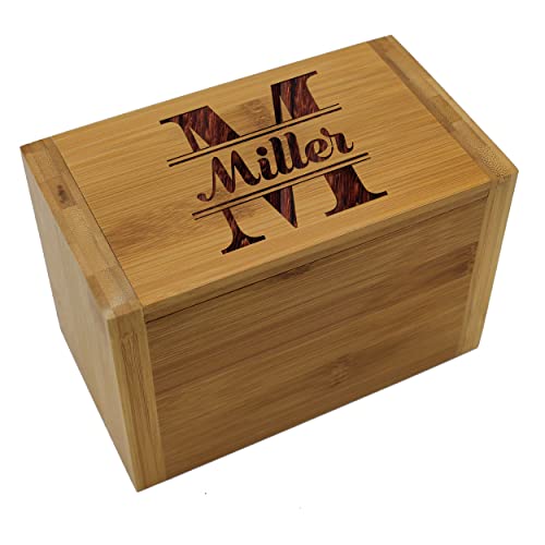 The Wedding Party Store Custom Personalized Bamboo Wood Recipe Box