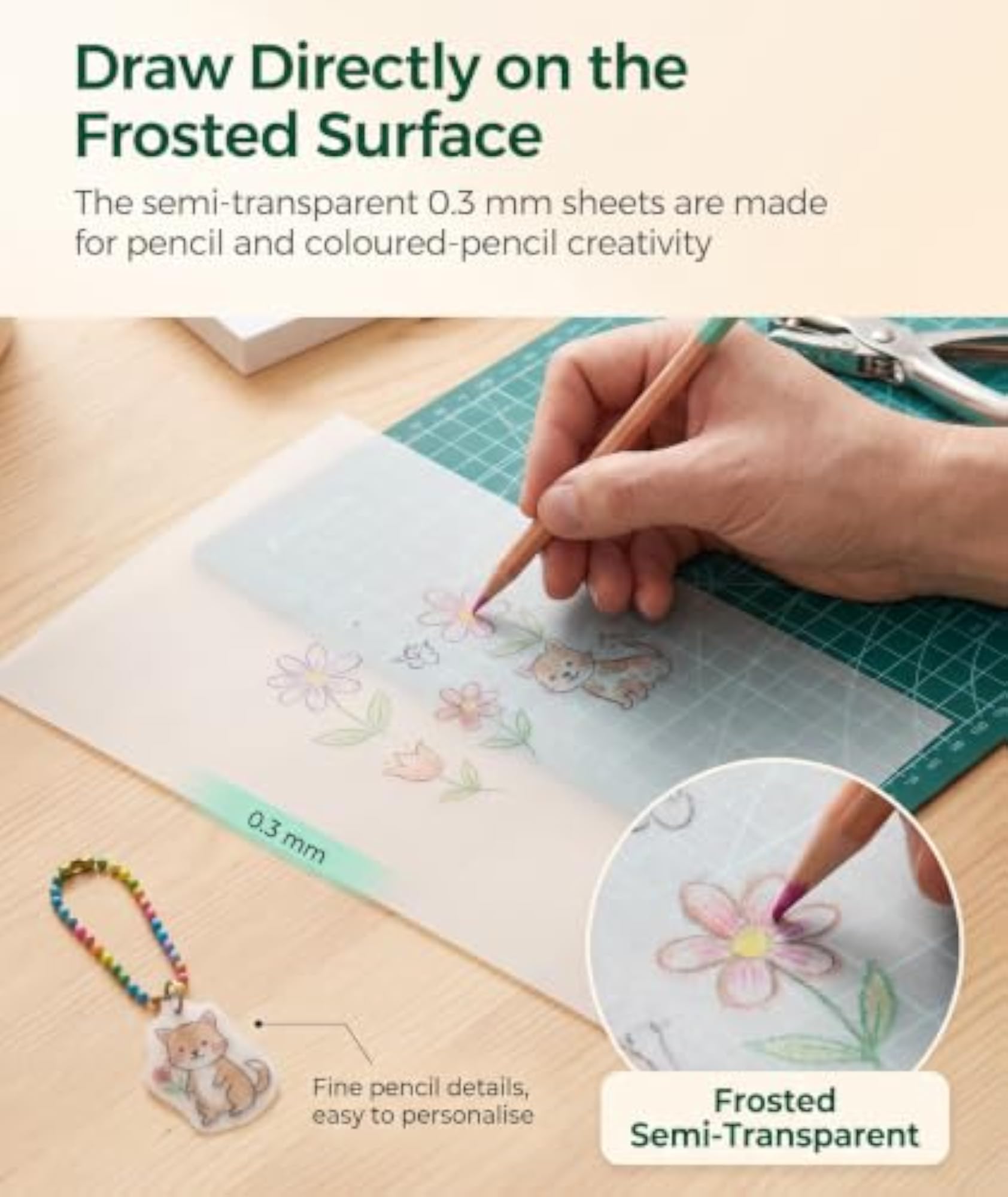 51-Piece Shrink Plastic Sheets Kit, A5 Translucent Sanded Craft Paper