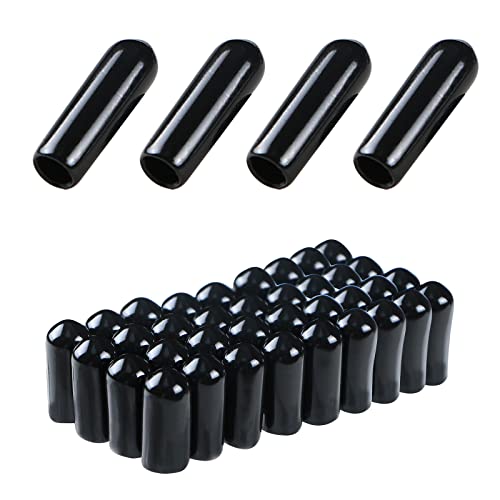Image of Rubber Round End Cap Cover 0.1 inch (2.5mm) Screw Thread Protectors PVC Flexible Tubing Pipe Protective Bolt Screw Thread Protector Safety Cover | for Pipe Post Tubing Rod Cover 50 Pcs (Black)