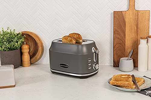 Rangemaster RMCL2S201GY Classic Grey 1kW 2 Slice Toaster with Defrost, Cancel & Reheat Functions, Removable Crumb Tray & 6 Power Levels with 2 Year Guarantee - Image 4