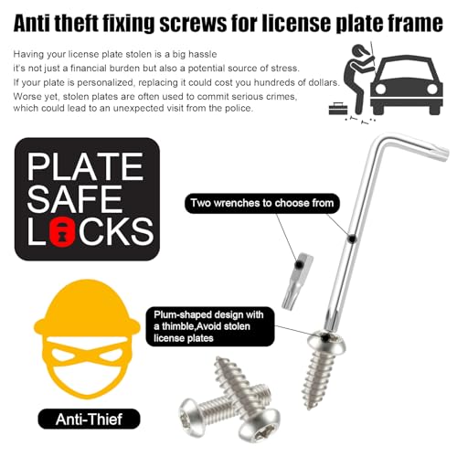 image for LivTee Anti Theft License Plate Screws Set for Securing Frames and Cov