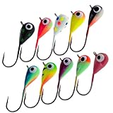 Reaction Tackle Tungsten Ice Jig 6mm - Variety-Pack 10pcs with Long Shank Hook