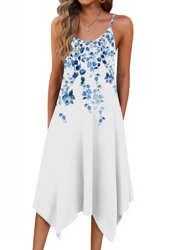 Image of Zeagoo Women Summer Midi Dresses 2026 Hawaiian Bohemian Beach Cover Up Sundress Spaghetti Strap Casual Dress with Pockets