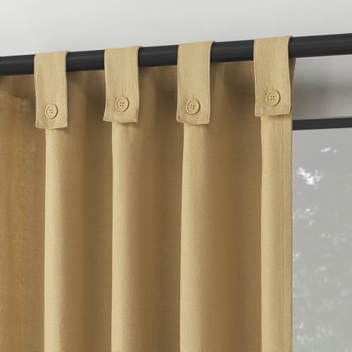 Archaeo Cotton Blend Button Tab Top Curtain Panel, 40 x 84, Camel