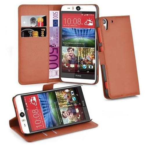 cadorabo Coque pour HTC Desire Eye en Noisette Marron - Housse Protection avec Fermoire Magnétique, Stand Horizontal et Fente Carte - Portefeuille Etui Poche Folio Case...