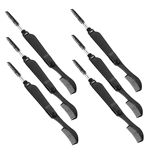 Healeved 6Pcs Folding Eyelash Grooming Brush Double Head Eyebrow Brush with Comfortable Bristles for Eyelash and Brow Makeup Portable Cosmetic Tools for Salon and Personal Use