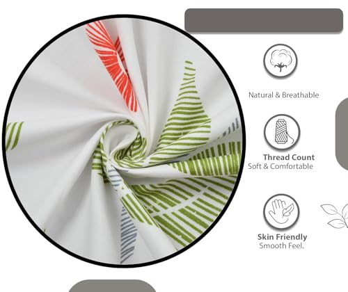 Image of 240 TC Soft Ezyption Floral Single Bed Sheet Cotton - Single bedsheet with 1 Pillow Cover Hypoallergenic, Brethable, (Size- 60 x 90 Inch | White Green