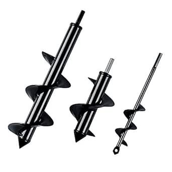HOME MASTER HARDWARE Garden Auger Drill Bit 3.15x11.8in &amp; 3.15x7in &amp; 1.6x8.7in Garden Plant Tool Flower Bulb Auger Spiral Hole Drill Rapid Planter for 3/8" Hex Driver Drill