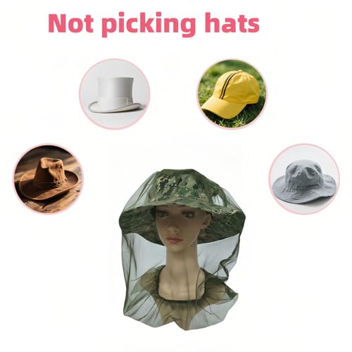 Red para Cabeza contra Mosquitos para Sombrero - Extra Grande y Malla Fina (620 agujeros por pulgada) - Cubierta Facial Anti-insectos para Camping, Senderismo, Pesca - Protección Ligera Reutilizable Verde Ejército miniatura 5