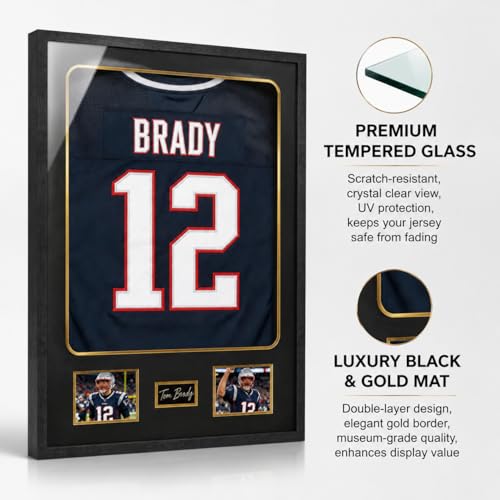 Image of IHEIPYE Jersey Frame Display Case 3 Pack - Large Sport Jersey Shadow Box with UV Protection Acrylic for Baseball, Basketball, Football, Soccer, Hockey, Shirt and Uniform