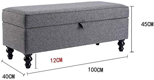 Rangement domestique sous forme de banc long gris et tabouret d'extrémité