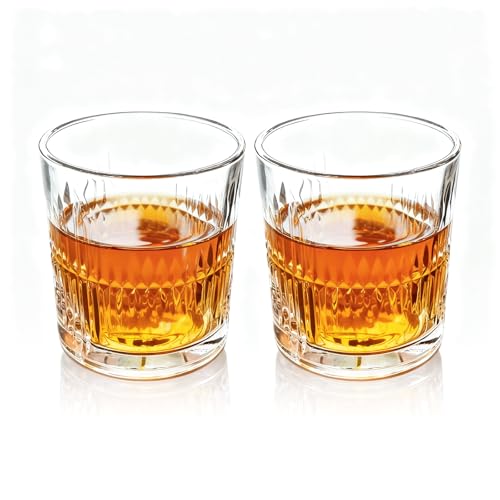 Mlysnd Whisky Set, 2 Stück Whisky Geschenke für Männer 330 ml, aus Kristallglas, angenehm zu halten, schön und sicher, geeignet für Scotch Whisky, Cocktails, Wodka Gläser (A)