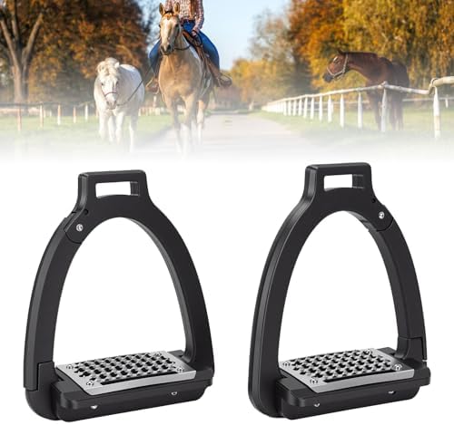 HEEPDD 1 Pair Horse Riding Stirrups, Alloy Side Opening Foot Stirrups with Anti Slip Pads, for Training Practice Show Jumping Dressage — view 3