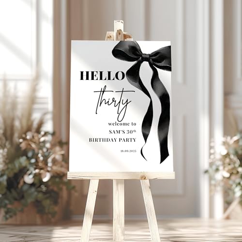 Bow Birthday Party Sign, Black Bow Party Theme, Foamboard Party Welcome Sign, 18th Party, 21st Party, 30th Party, Customise for Any Age