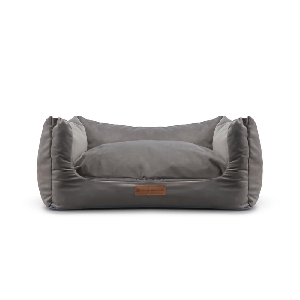 Cuccia per cani di piccola taglia, cuccioli e gatti, in velluto e peluche, cuscino con imbottitura in schiuma, lettino lavabile con cuscino da pavimento con cerniera (grigio)